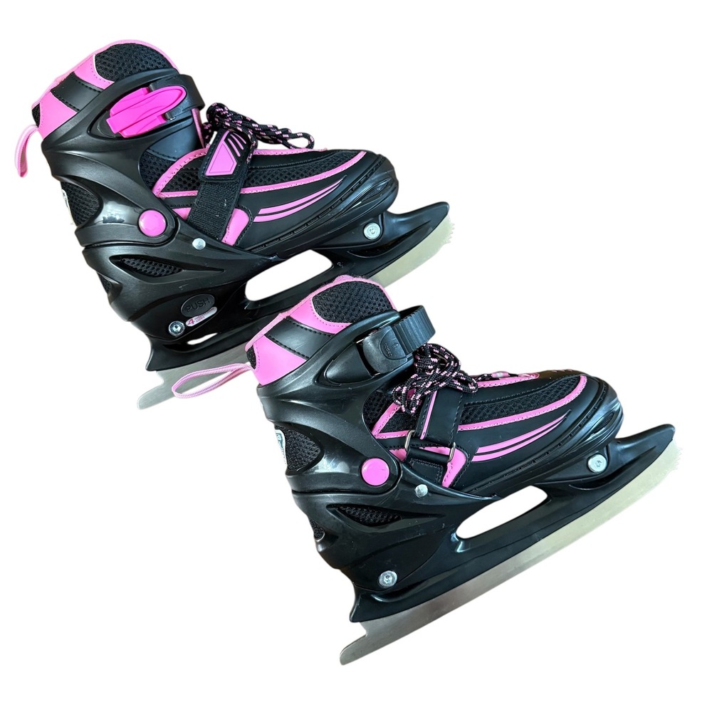 Lake Placid Youth Adjustable Ice Skates Black Purple Size 1-4 Kids Girls